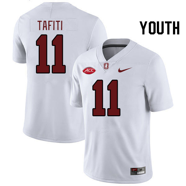 Youth #11 Tevarua Tafiti Stanford Cardinal 2024 ACC Conference College Football Jerseys Stitched-Whi